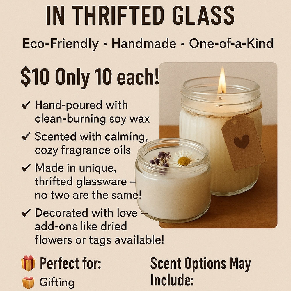 Eco-Friendly Handmade Candle in Unique Glass Holder
